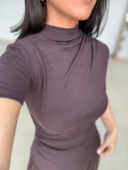 İv 26283 Yarım Balıkçı Yaka A Kahve Tişört