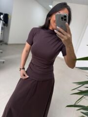 İv 26283 Yarım Balıkçı Yaka A Kahve Tişört