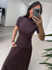 İv 26283 Yarım Balıkçı Yaka A Kahve Tişört