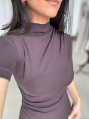 İv 26283 Yarım Balıkçı Yaka A Kahve Tişört