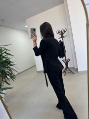 Art 4011 Siyah Bel Kuşaklı Ceket Takım