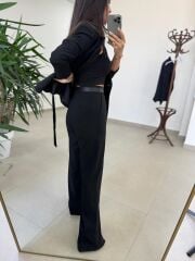 Art 4011 Siyah Bel Kuşaklı Ceket Takım