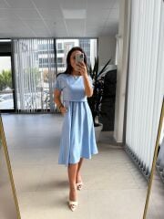 My 3760 Bebe Mavi Midi Bluzlu Elbise