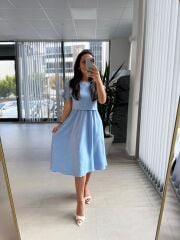 My 3760 Bebe Mavi Midi Bluzlu Elbise