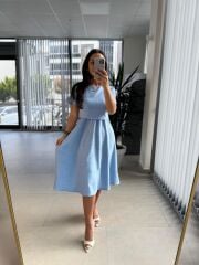 My 3760 Bebe Mavi Midi Bluzlu Elbise