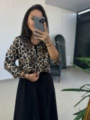 Ms Leopar Gömlek Detaylı Elbise