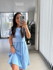 My 3760 Bebe Mavi Midi Bluzlu Elbise