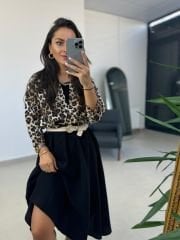 Ms Leopar Gömlek Detaylı Elbise