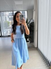 My 3760 Bebe Mavi Midi Bluzlu Elbise