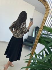 Ms Leopar Gömlek Detaylı Elbise