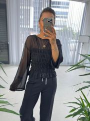 Transparan Siyah Bluz