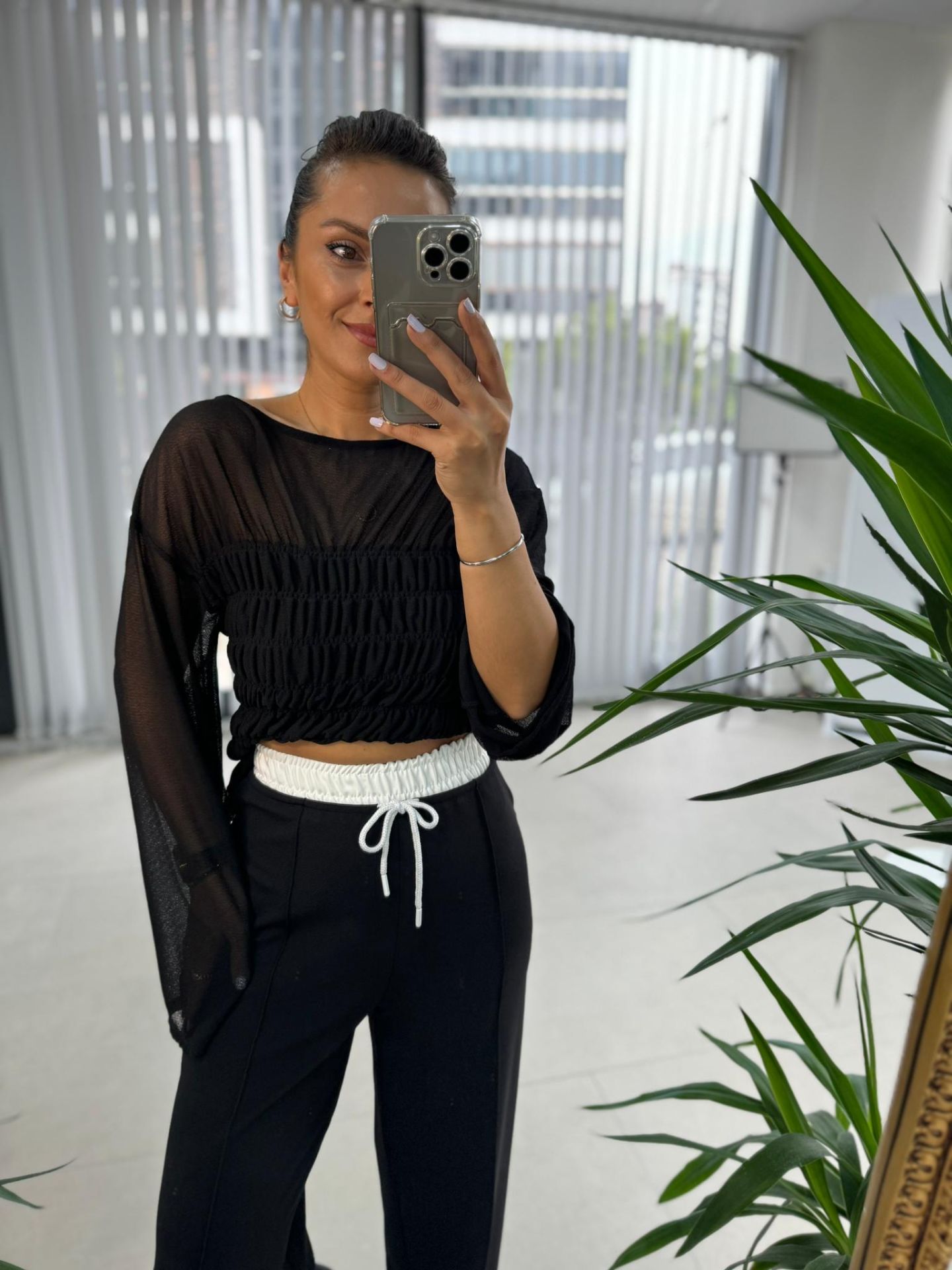 Transparan Siyah Bluz