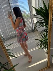 Mc 5842 Flounce Sleeveless Turquoise Ethnic Chiffon Dress