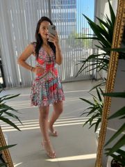 Mc 5842 Flounce Sleeveless Turquoise Ethnic Chiffon Dress