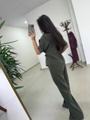 Art 4007 Bel Büzgülü Kısa Kollu Tensel Haki Takım