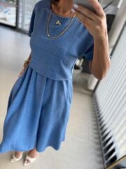 My 3760 İndigo Midi Bluzlu Elbise