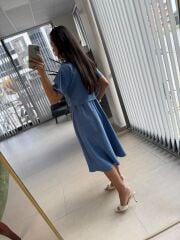 My 3760 İndigo Midi Bluzlu Elbise