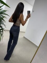 Spt 2023 Yıkamalı Gri İspanyol Paça Pantolon