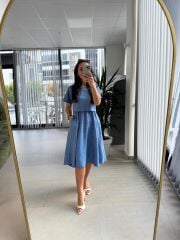 My 3760 İndigo Midi Bluzlu Elbise