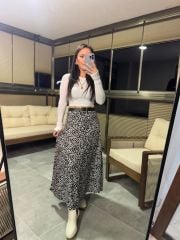 Kr 16049 Ekru Parmak Geçmeli Kısa Body