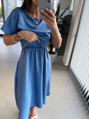 My 3760 İndigo Midi Bluzlu Elbise