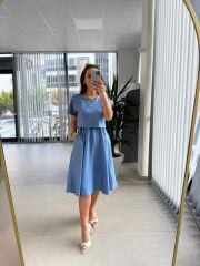 My 3760 İndigo Midi Bluzlu Elbise