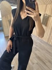 Vatkalı kolsuz siyah tulum