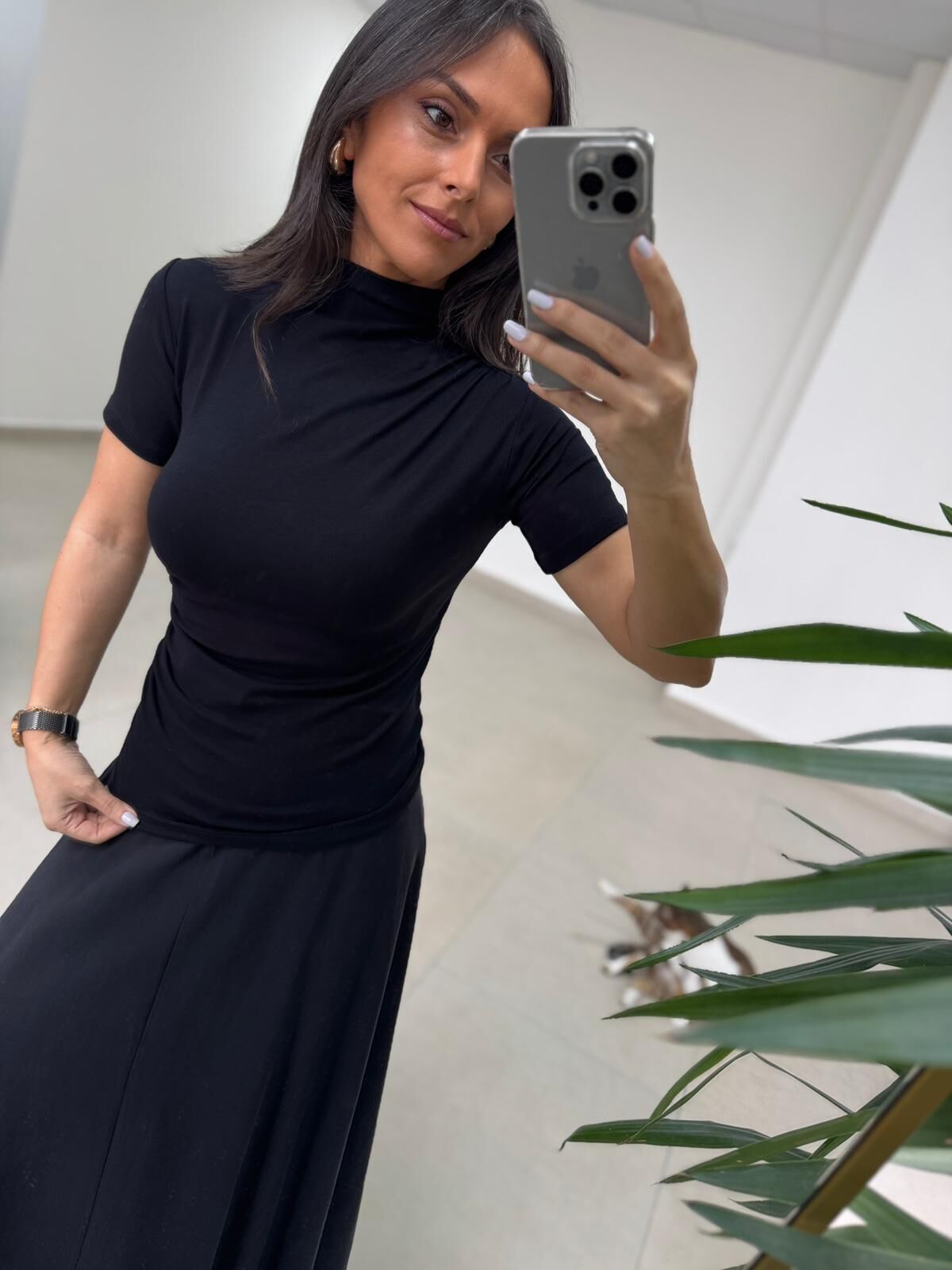 İv 26283 Yarım Balıkçı Yaka Siyah Tişört