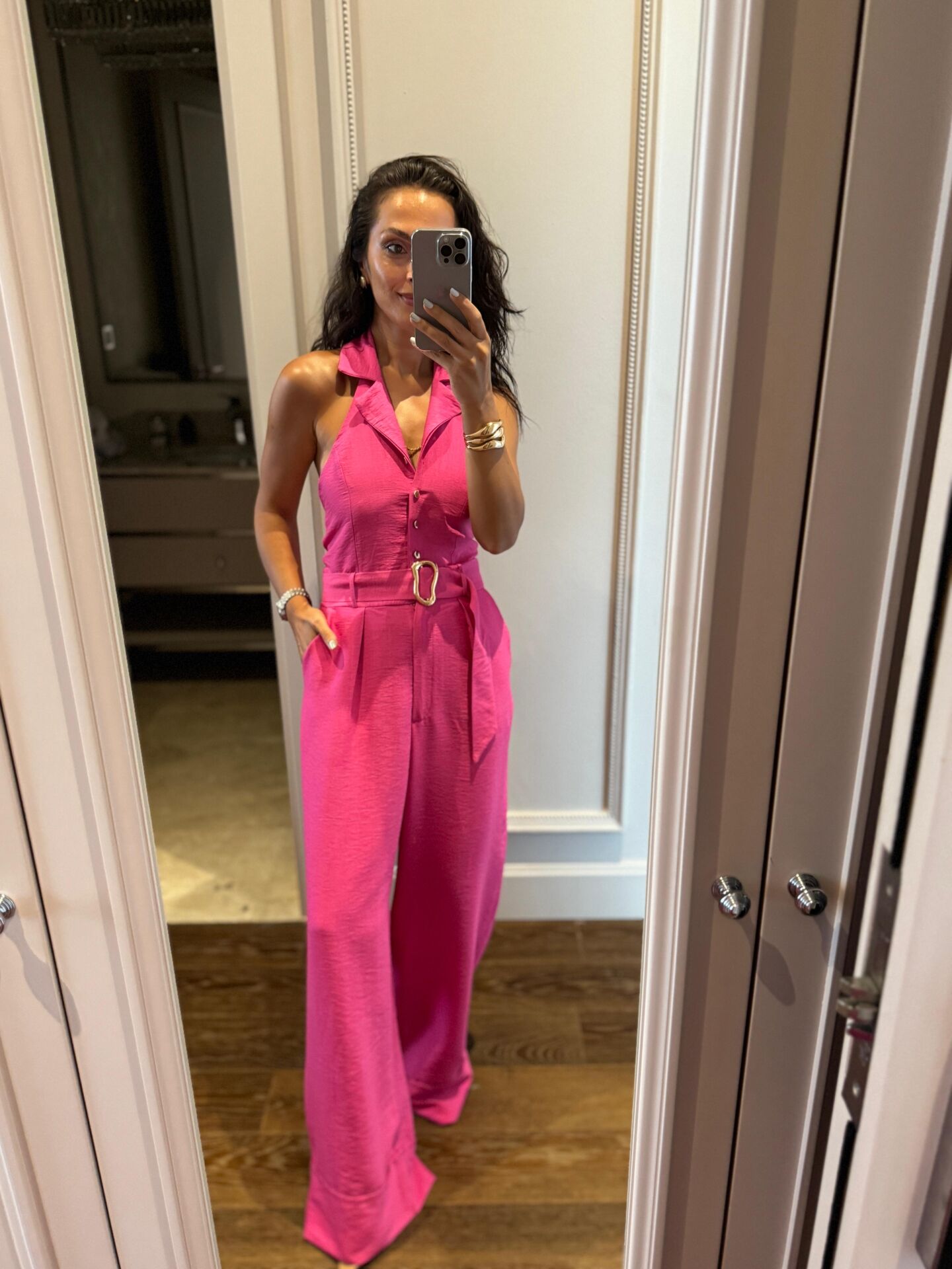 My 3782 Sırt Dekolteli Fuşya Tulum