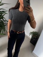 Dv 10651 Yumoş Kısa Kollu Antrasit Kazak