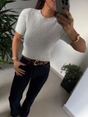 Dv 10651 Yumoş Kısa Kollu Gri Kazak