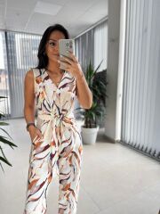 Bb 28832 Floş Keten Renk Geçişli Tulum