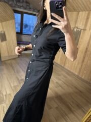 Siyah yan drapeli poplin gömlek elb