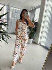 Bb 28832 Floş Keten Renk Geçişli Tulum