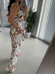 Bb 28832 Floş Keten Renk Geçişli Tulum