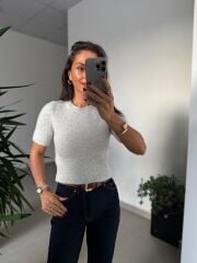 Dv 10651 Yumoş Kısa Kollu Gri Kazak