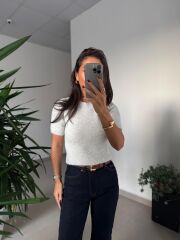 Dv 10651 Yumoş Kısa Kollu Gri Kazak