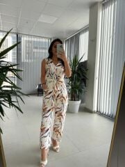 Bb 28832 Floş Keten Renk Geçişli Tulum