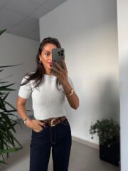 Dv 10651 Yumoş Kısa Kollu Gri Kazak