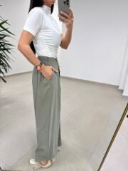 Fp 51204 Astro Bel Lastikli Tensel Haki Pantolon