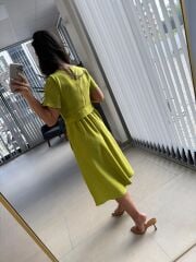 My 3760 Fıstık Yeşili  Midi Bluzlu Elbise