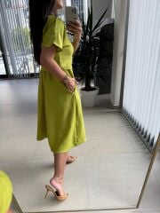 My 3760 Fıstık Yeşili  Midi Bluzlu Elbise