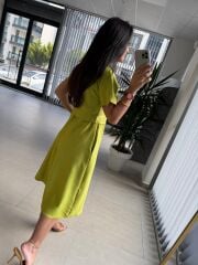 My 3760 Fıstık Yeşili  Midi Bluzlu Elbise