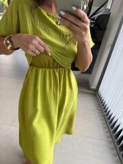 My 3760 Fıstık Yeşili  Midi Bluzlu Elbise