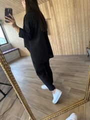 Floş keten siyah takım