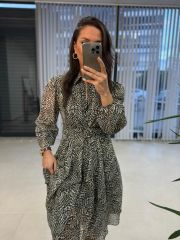 My 3010 Belted Khaki Shirt Chiffon Dress