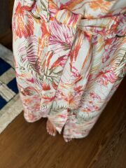 My 3774 Ceket Yaka Ekru Çiçek Desenli Elbise