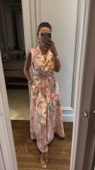 My 3774 Ceket Yaka Ekru Çiçek Desenli Elbise