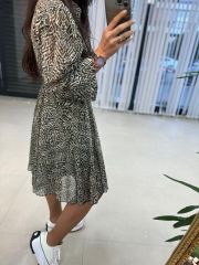 My 3010 Belted Khaki Shirt Chiffon Dress