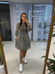 My 3010 Belted Khaki Shirt Chiffon Dress